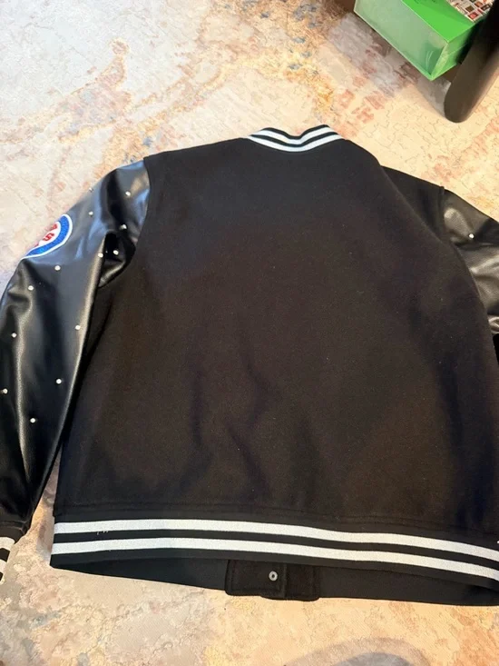 Chicago Cubs Black Varsity Jacket with Patches Anthropologie mlb - Picture 5 of 6